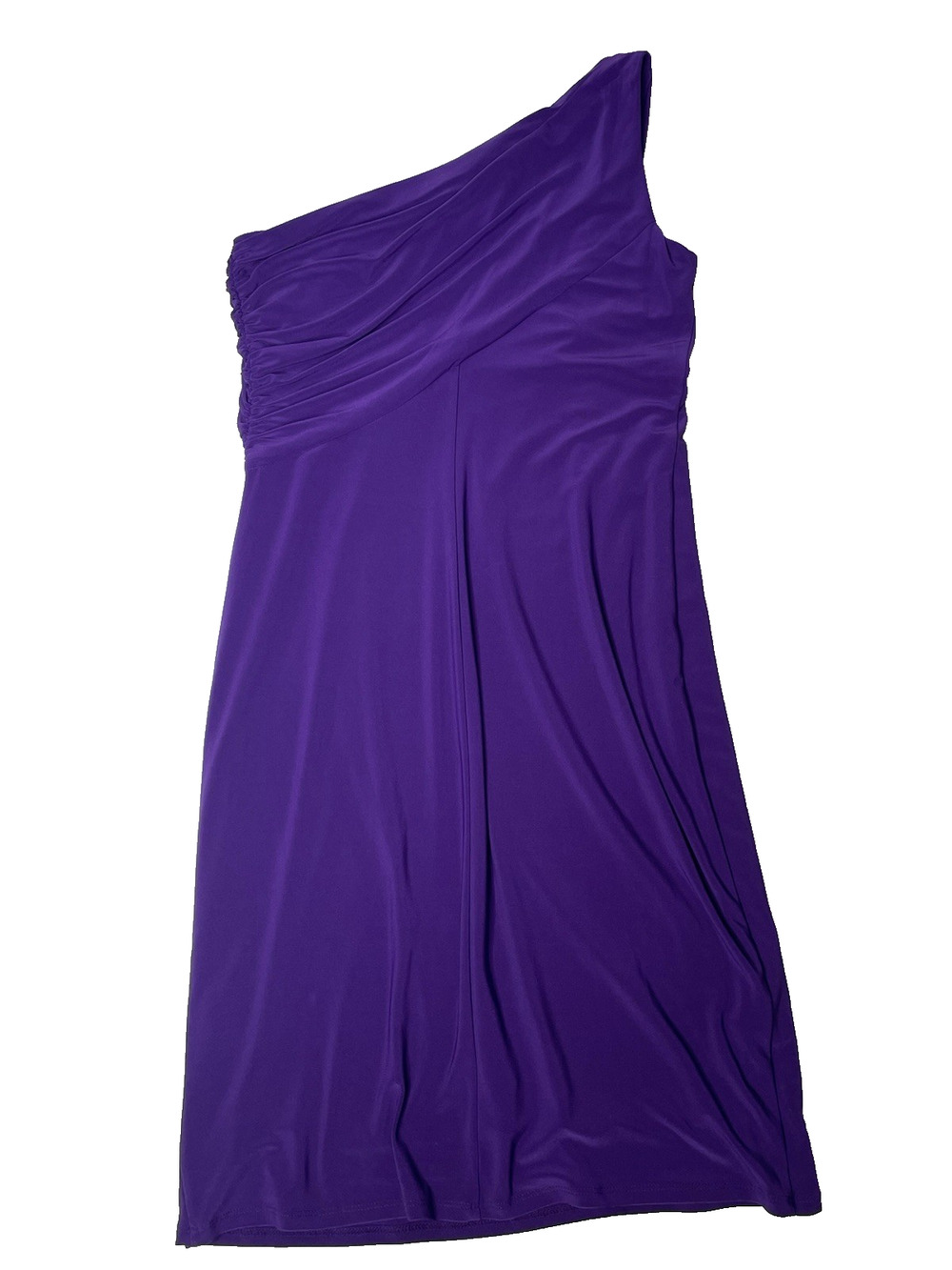 Lauren Ralph Lauren Women’s 10 Purple One Shoulder Ruched Cocktail Dress